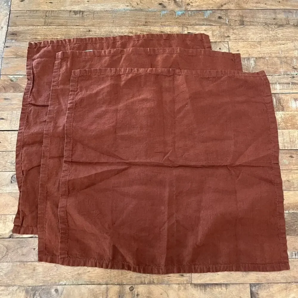 CB2 Bolt Ginger Linen Napkin Set of 3 20